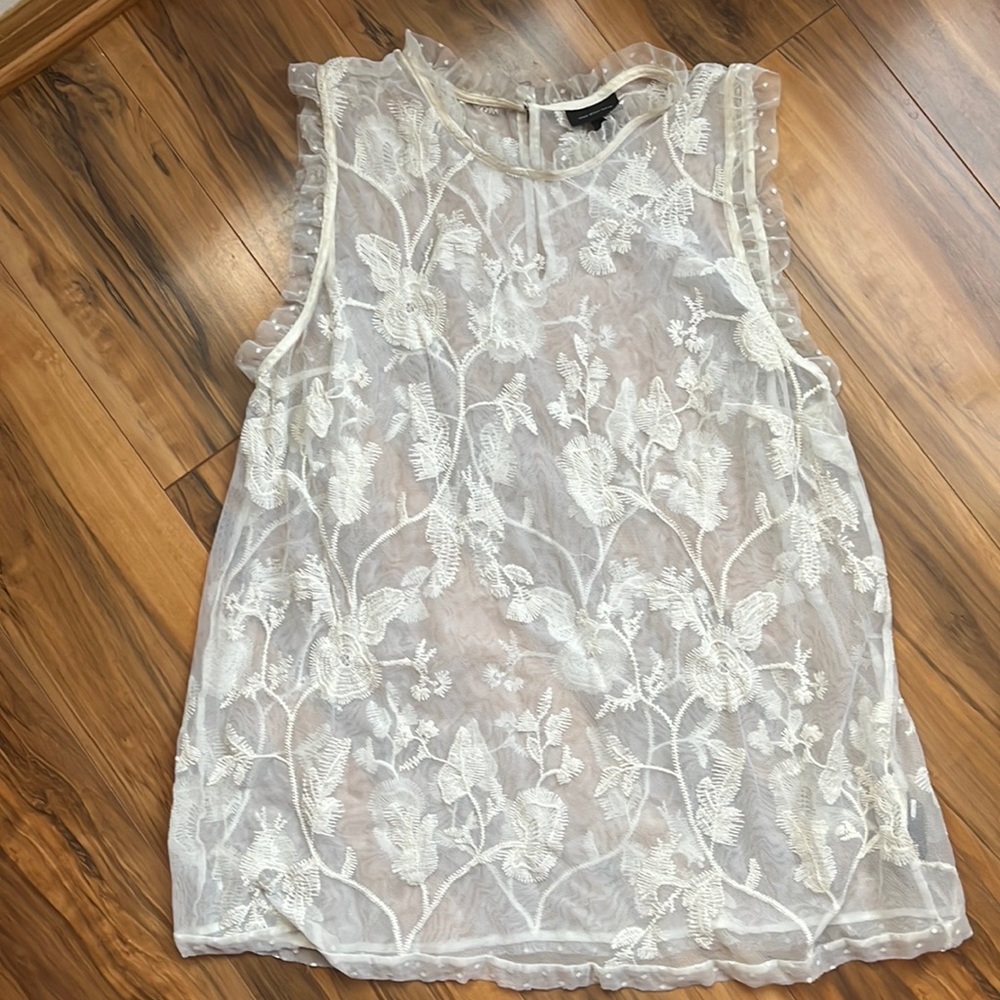 WhoWhatWear white lace tank top